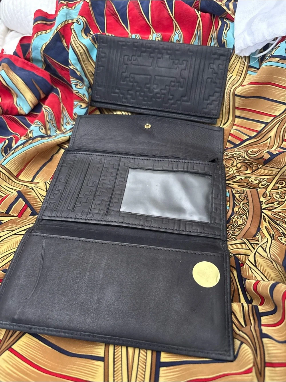 Wallet Black Embossed Leather check  Wallet Set